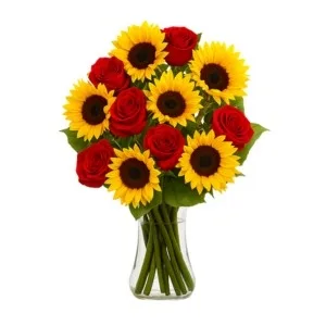 Arranjo de Girassóis com Rosas