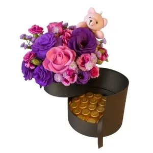 Box Gaveta com flores e bombom