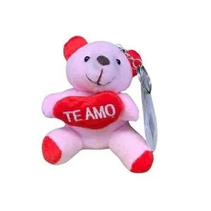 Chaveiro urso rosa c/ coração
