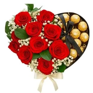 Coração com Rosas e Ferrero Pequeno