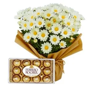 Margaridas Embaladas com Ferrero Rocher
