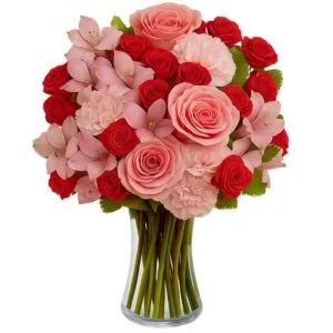 Mix Luxuoso de Rosas no vaso