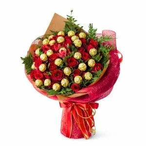 Ramalhete com 30 Rosas e Ferrero Rocher