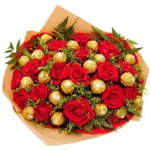 Ramalhete com Rosas e Ferrero Rocher