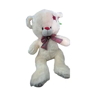 Urso creme com fita