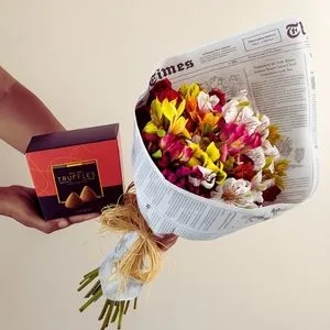 Buquê de Astromélias e Trufas Belgas