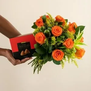 Buquê Ternura Laranja e Trufas Belgas