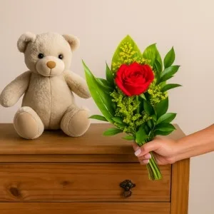 Rosa para Presente com Pelúcia