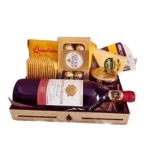 Box de Vinho Tinto e Aperitivos