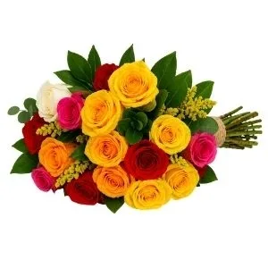 Buquê de 15 Rosas Coloridas