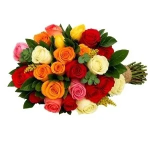 Buquê de 24 rosas coloridas