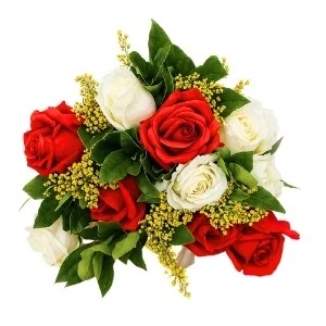 Buquê de Rosas Brancas e Vermelhas