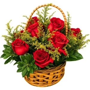 Cesta de 10 Rosas Vermelhas