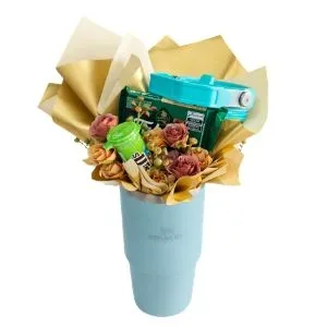 Kit copo com Chocolates e Flores Permanentes