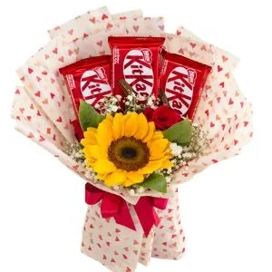 Ramalhete de Rosas, Girassol e Kit Kat