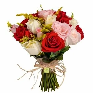 Buquê de 15 Rosas Coloridas