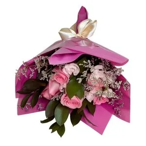 Buquê de 6 Rosas em Tons Rosados