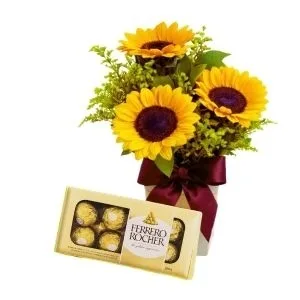 Box Charming 03 Girassóis e Ferrero Rocher