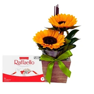 Box Duplo Charming de Girassóis com Raffaello
