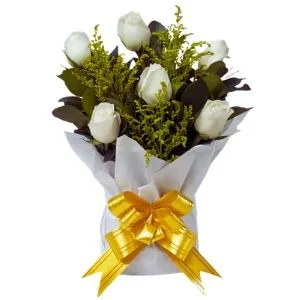 Box Sweet White Roses Celofane