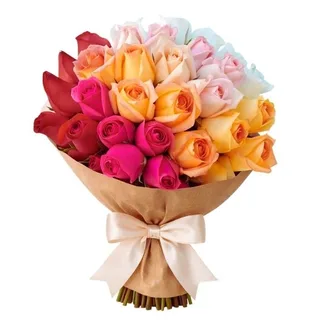 Buquê Colorido de 28 Rosas