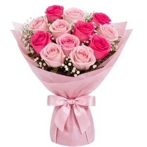 Buquê Tradicional 12 Rosas Duas Cores