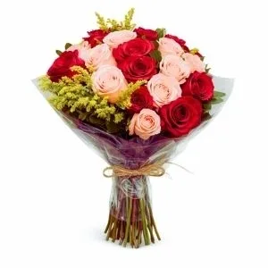 Buquê Tradicional 30 Rosas Duas Cores