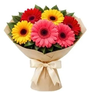 Buquê Tradicional de 06 Gerberas Coloridas