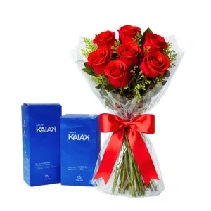 Buquê Tradicional de 07 Rosas Vermelhas e Natura KaiaK