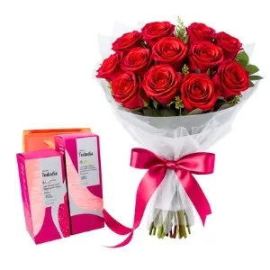 Buquê Tradicional de 12 Rosas Vermelhas e Natura Todo Dia