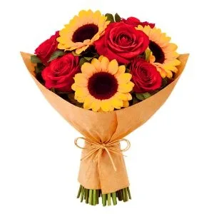 Buquê Tradicional de Rosas e Girassóis