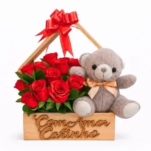 Cesta Casinha Red Roses Com Amor