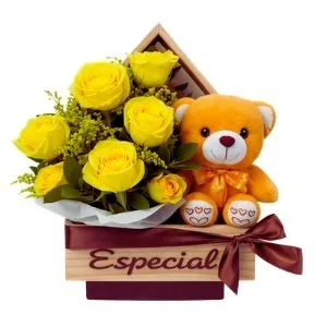 Cesta Casinha Yellow Roses Com Amor