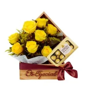 Cesta Casinha Yellow Roses Meu Amor