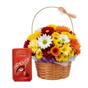 Cesta Tropical Flowers e Chocolates