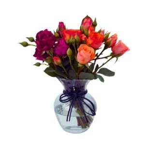 Explosão de Amor Mini Rosas Coloridas no Vidro