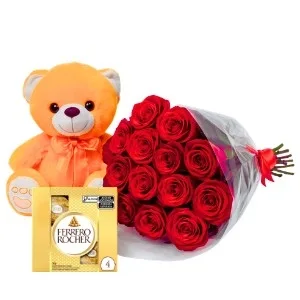 Kit Meu Amor - Buquê de 15 Rosas Vermelhas