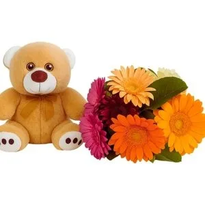 Kit Meu Amor - Buquê de Gerberas Coloridas