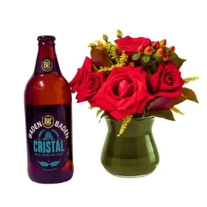 Mini Amor de Rosas Vermelhas no Vidro e Cerveja