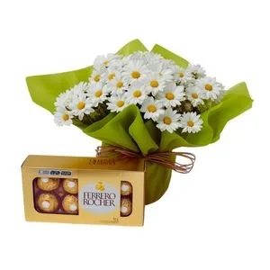Mini Margarida Branca com Ferrero Rocher