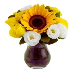 Mini Paixão de Girassóis e Flores no Vidro