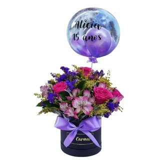 Splendid Purple and Pink Roses com Balão