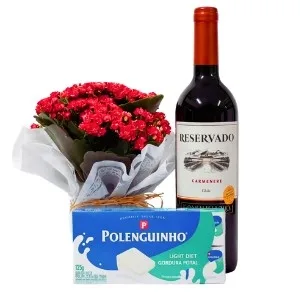 Vaso Kalanchoe Vermelha com Polenginho Vinho