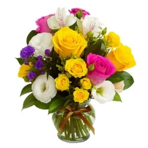 Arranjo de Flores Nobres no Vaso de Vidro