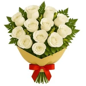 Buquê de 12 Rosas Brancas