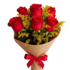 Buquê de 6 Rosas Vermelhas