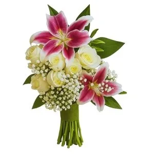 Buquê de Lírios e Rosas Brancas