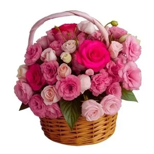 Cesta de Flores Nobres em tons Rosados