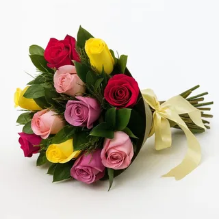 Buquê de 12 Rosas Coloridas