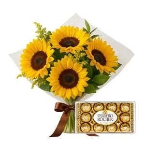 Buquê de Girassóis e Ferrero Rocher